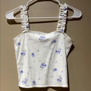 NWOT Coastal Floral White & Blue / Purple Women's Top - Small